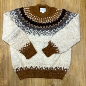 Alpaca Imports - Alpaca Knit Patterned Sweater - Brown and Cream